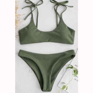 Army green Zaful tie swimsuit!